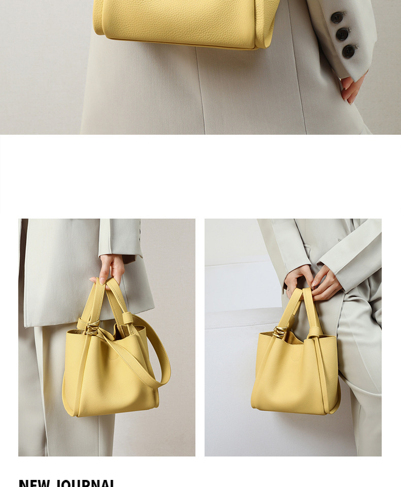 Women’s Bags this year's popular new style versatile bucket bag, niche designer genuine leather hand held vegetable basket_voghion.com