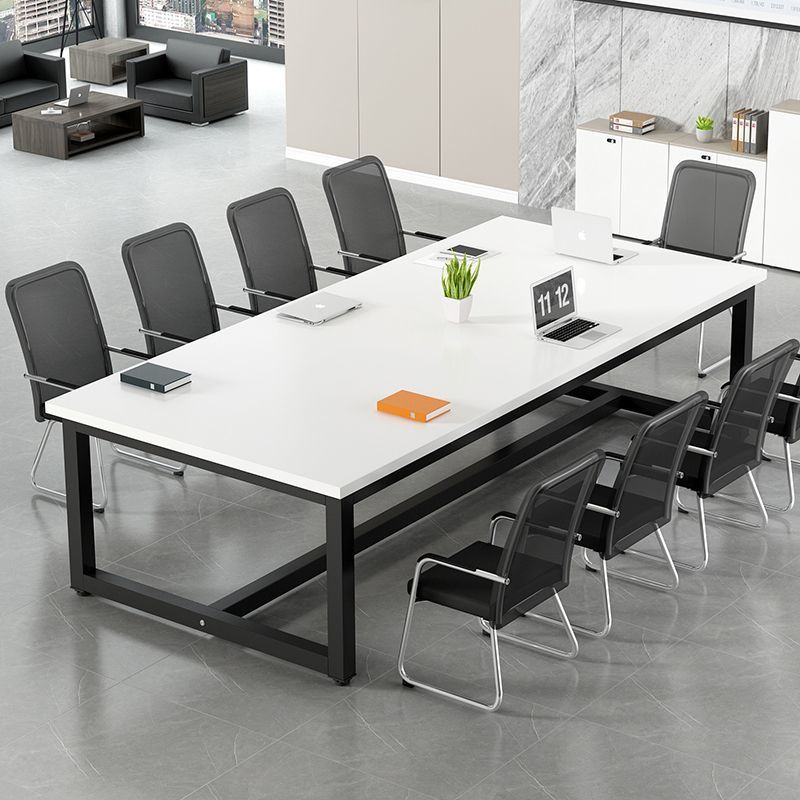 Mesa de conferencias Mesa larga Mesa de trabajo de capacitación para personal Mesa de negociación simple y moderna Mesa y silla Combinación Marco de acero Escritorio para computadora Escritorio