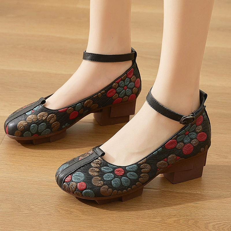 嫔妃丽人 Ethnic shoes, anklet, belt, ethnic style, genuine leather, autumn