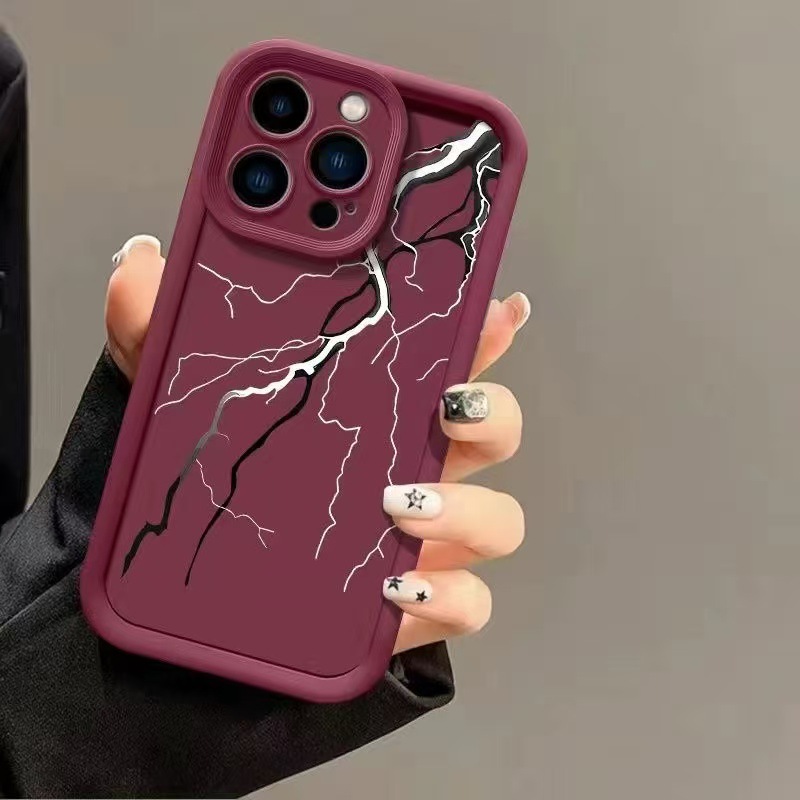 Creativo relámpago en blanco y negro para iphone16pro funda para teléfono móvil Apple 15/14/13promax nuevo 12x11
