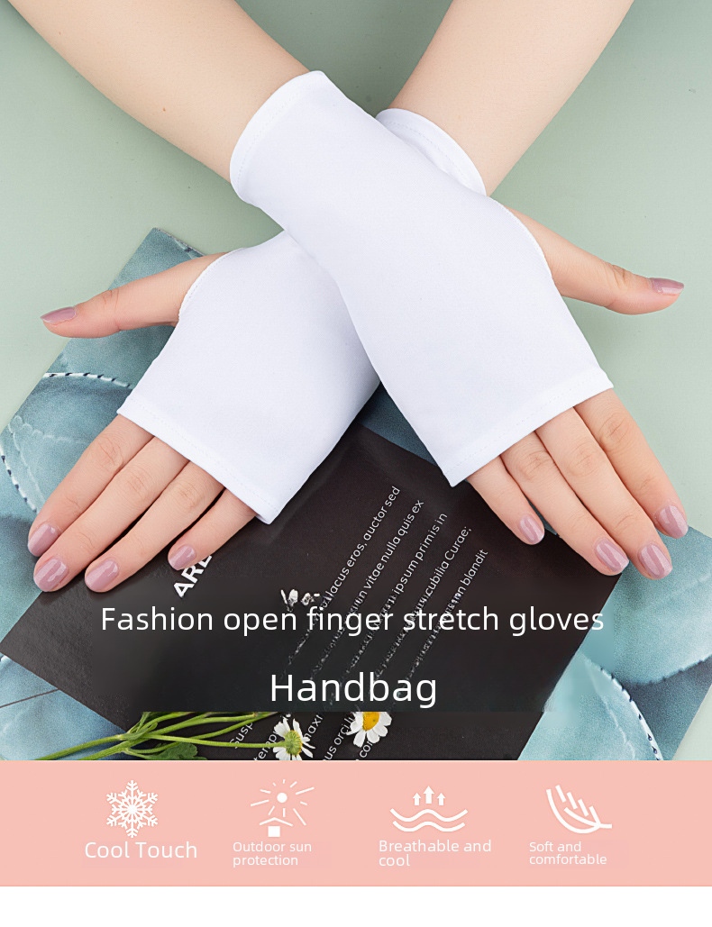 Summer Ice-cool Long Half-finger Sunscreen Sleeves Women's Ultraviolet Arm Protective Arm Sleeves  Sleeves Thin Riding Gloves_voghion.com