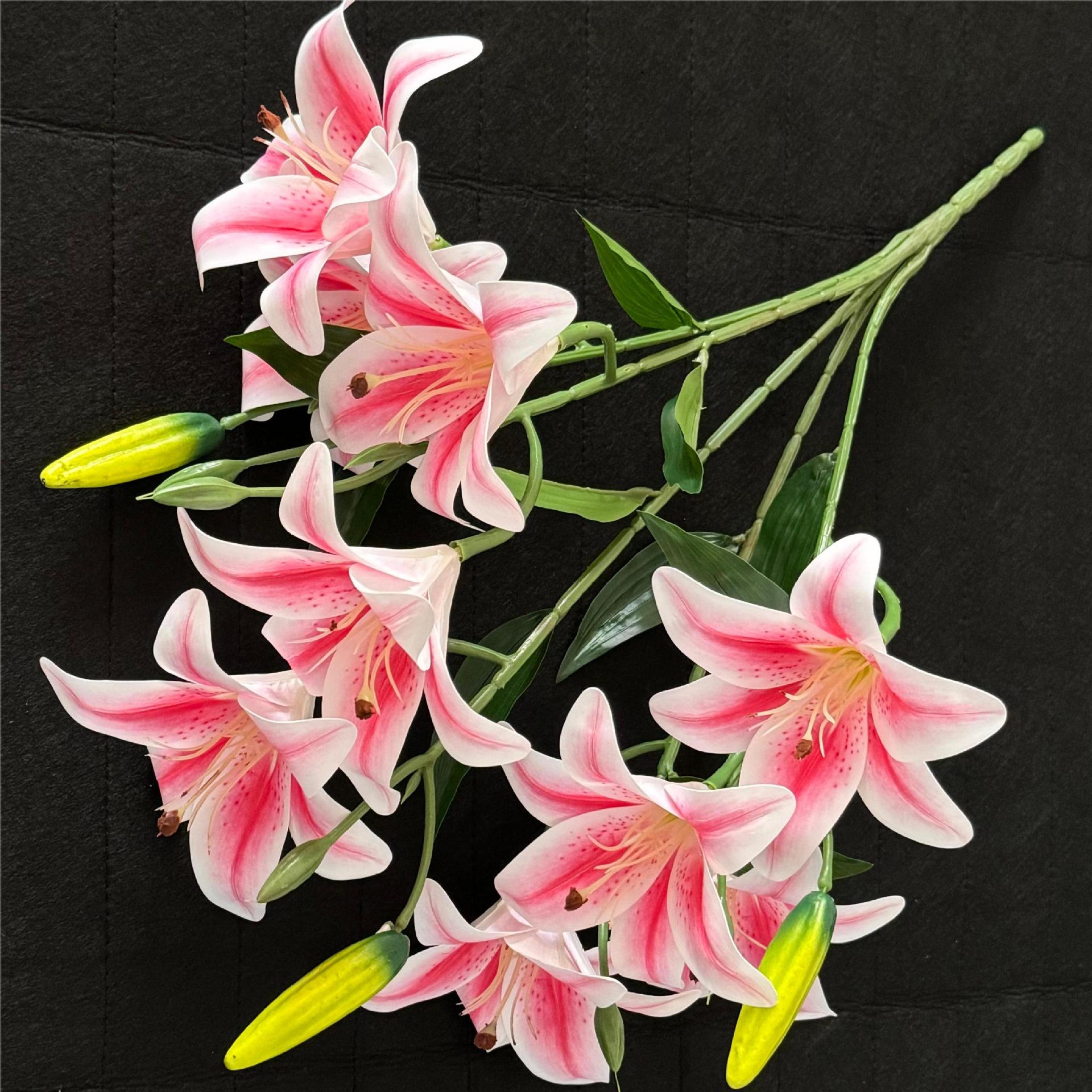 9 flower 3 bud lily wedding simulation flower indoor outdoor decoration foreign trade processing fake flower pu lily