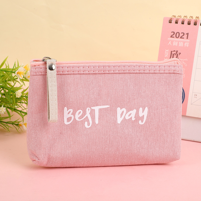 Estilo coreano ins chica cambio de corazón bolsa de almacenamiento simple bolsa de cosméticos portátil estudiante viaje color sólido cremallera bolsa de lona