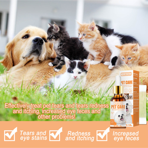 Yegbong Pet Eye Wash for Removing Tear Stains - Gentle Tear Stain Cleanser for Dogs and Cats