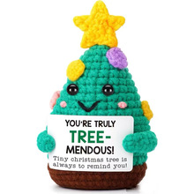 跨境热卖毛线钩织玩偶十字架正能量圣诞树小矮人积极手工毛线娃娃