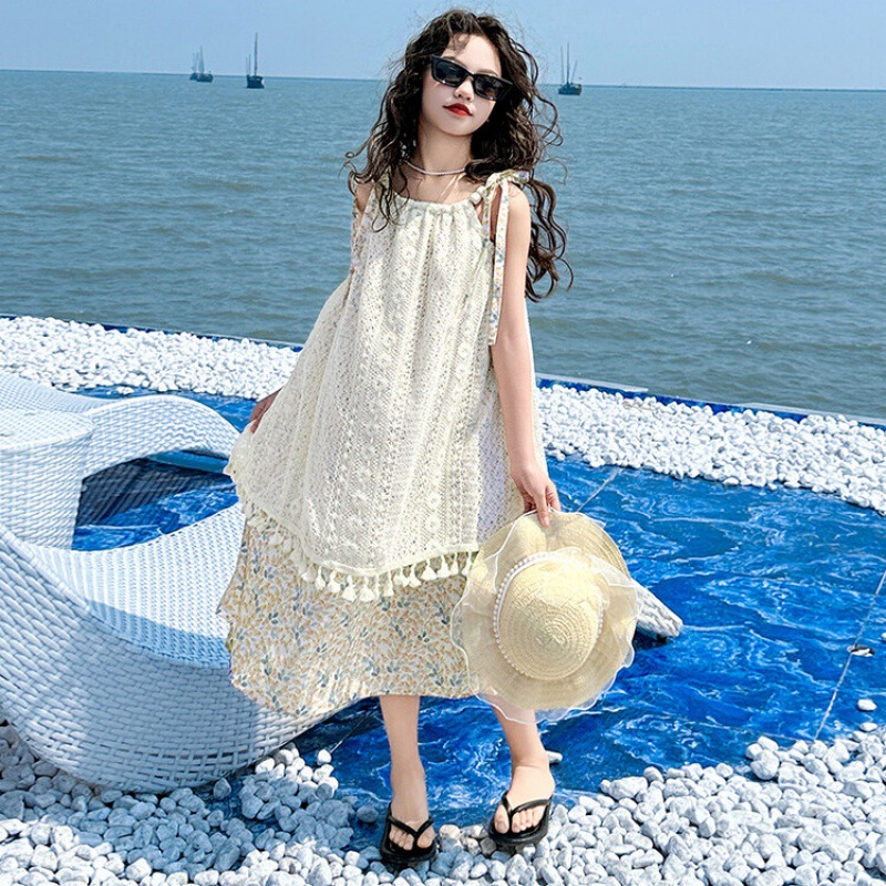 Girls Summer Slip Skirt Fake Two-piece dress Middle and Big Kids Bohemian Floral Skirt Holiday Beach Skirt Girls Summer Slip Skirt Fake Two-piece dress Middle and Big Kids Bohemian Floral Skirt Holiday Beach Skirt