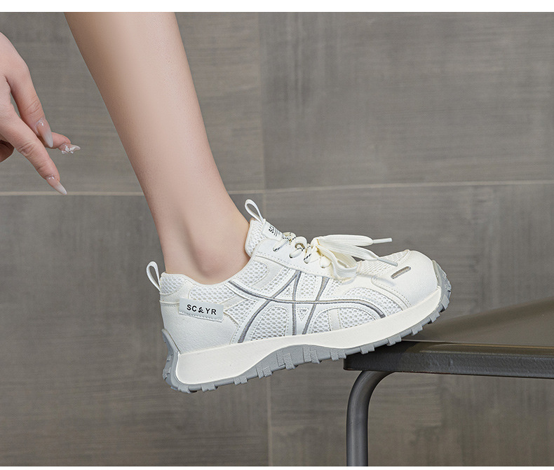 Giày sneaker nữ đế dày phong cách Đức Huấn (German Trainer) mùa xuân 2026, đế bánh mì ôm eo, phối màu trẻ trung — Be 5025, Xám 5025, Vàng 5025 chi tiết 26