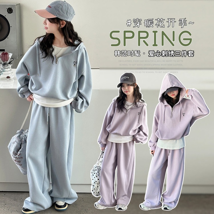 Girls' Spring and Autumn Korean Style Casual Outfit 2026 New Fashion Two-Piece Top Set for Older Girls