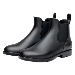 Four Seasons Rain Boots Women's Chelsea Rain Boots Short Non-Slip Waterproof Shoes Fashion Martin Boots Low Heel Casual Adult Rain Boots