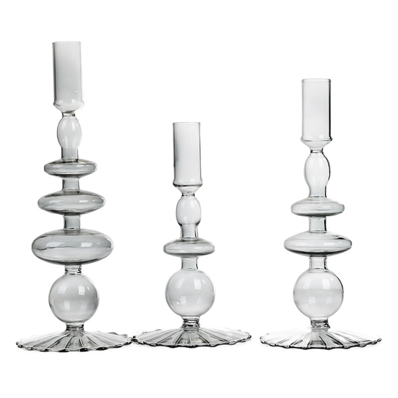 Creativo de estilo europeo candelabro de cristal de color decoración del hogar Accesorios de tiro de boda candelabro retro fábrica al por mayor