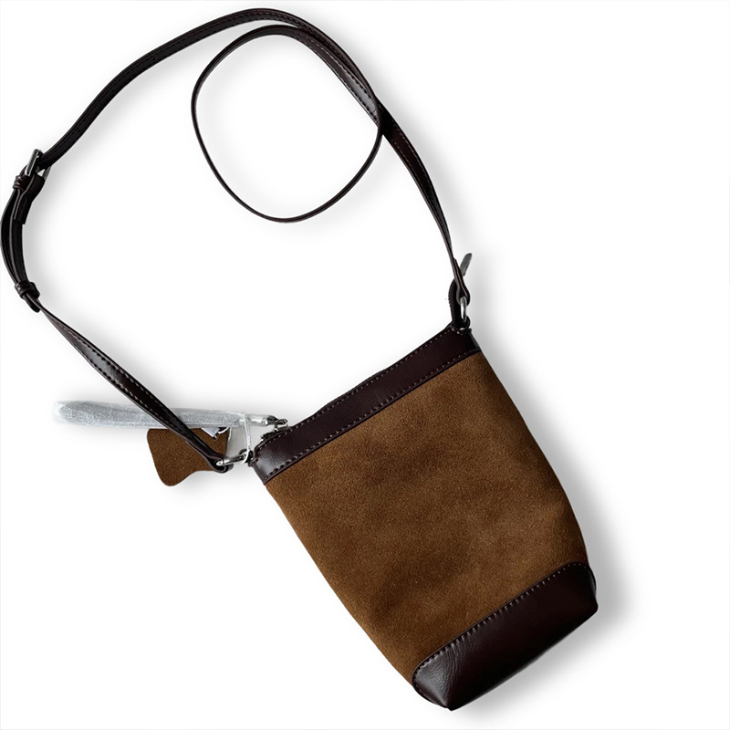 Mini borsa a secchiello a tracolla in vera pelle per donna_voghion.com