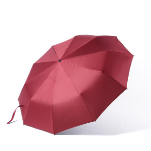 Full-Automatic Black Rubber Umbrella Men's Large 10-Bone Sunny and Rainy Umbrella Ten-Bone Double Three-fold Umbrella Printable