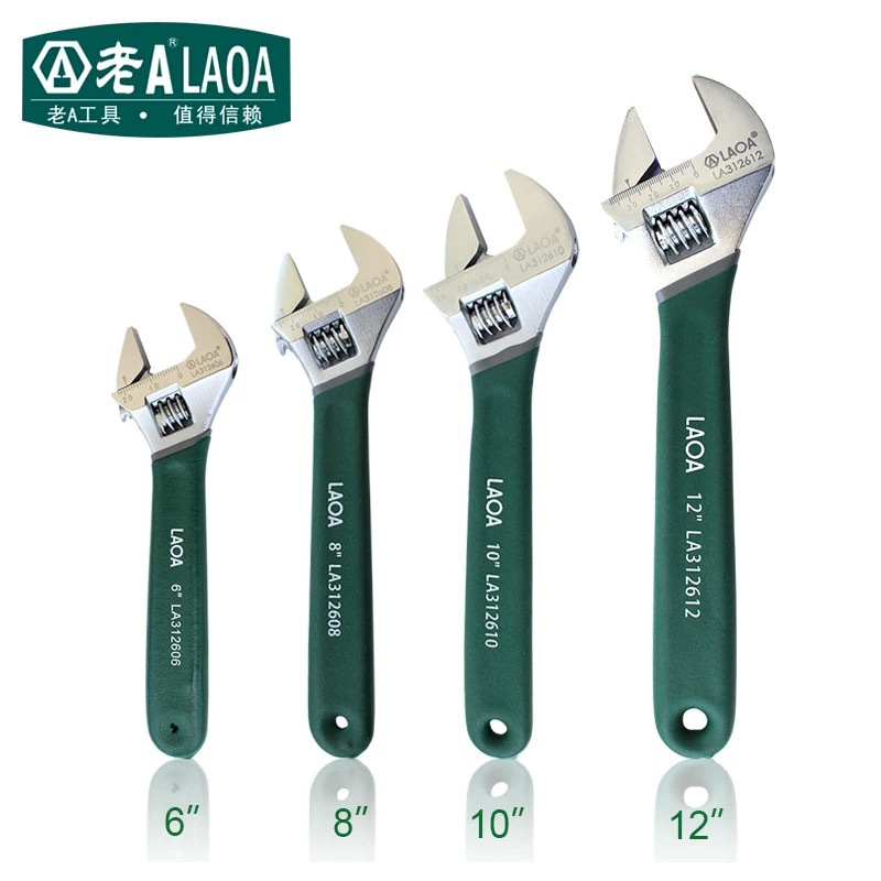 老A工具活动扳手沾塑柄扳手防滑手柄6寸-15寸开口扳手LA312606