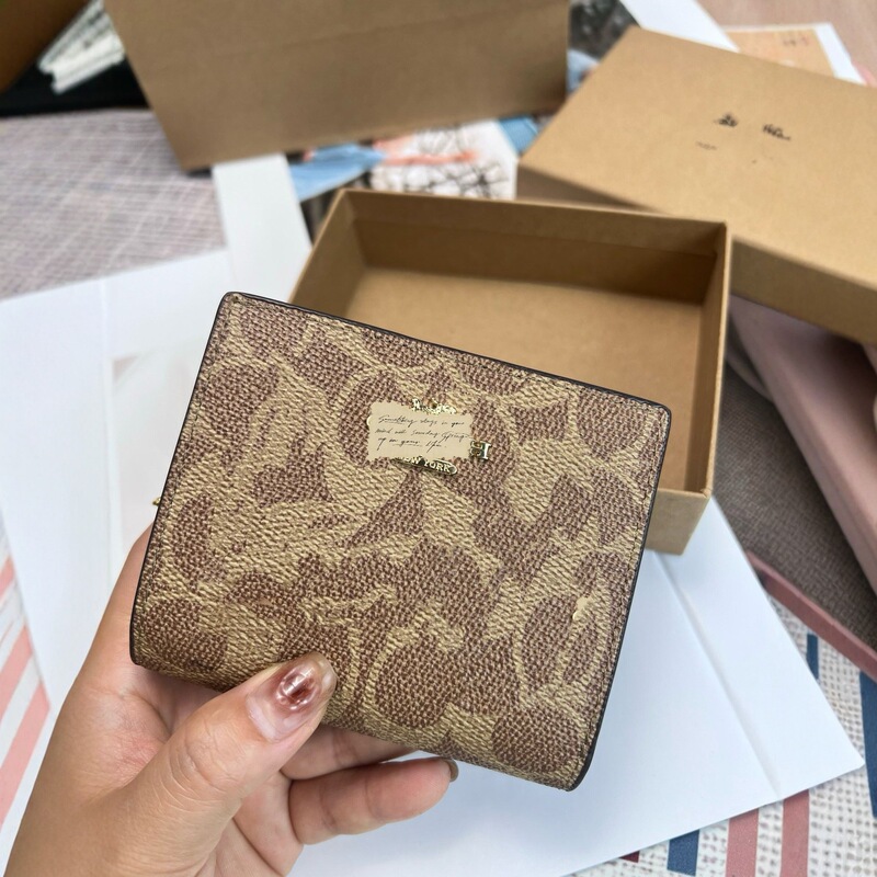 Cross-Border Letter Logo Double-Fold Canvas Coin Purse Fashionable and Versatile European and American Multi-Card Large-Capacity Wallet