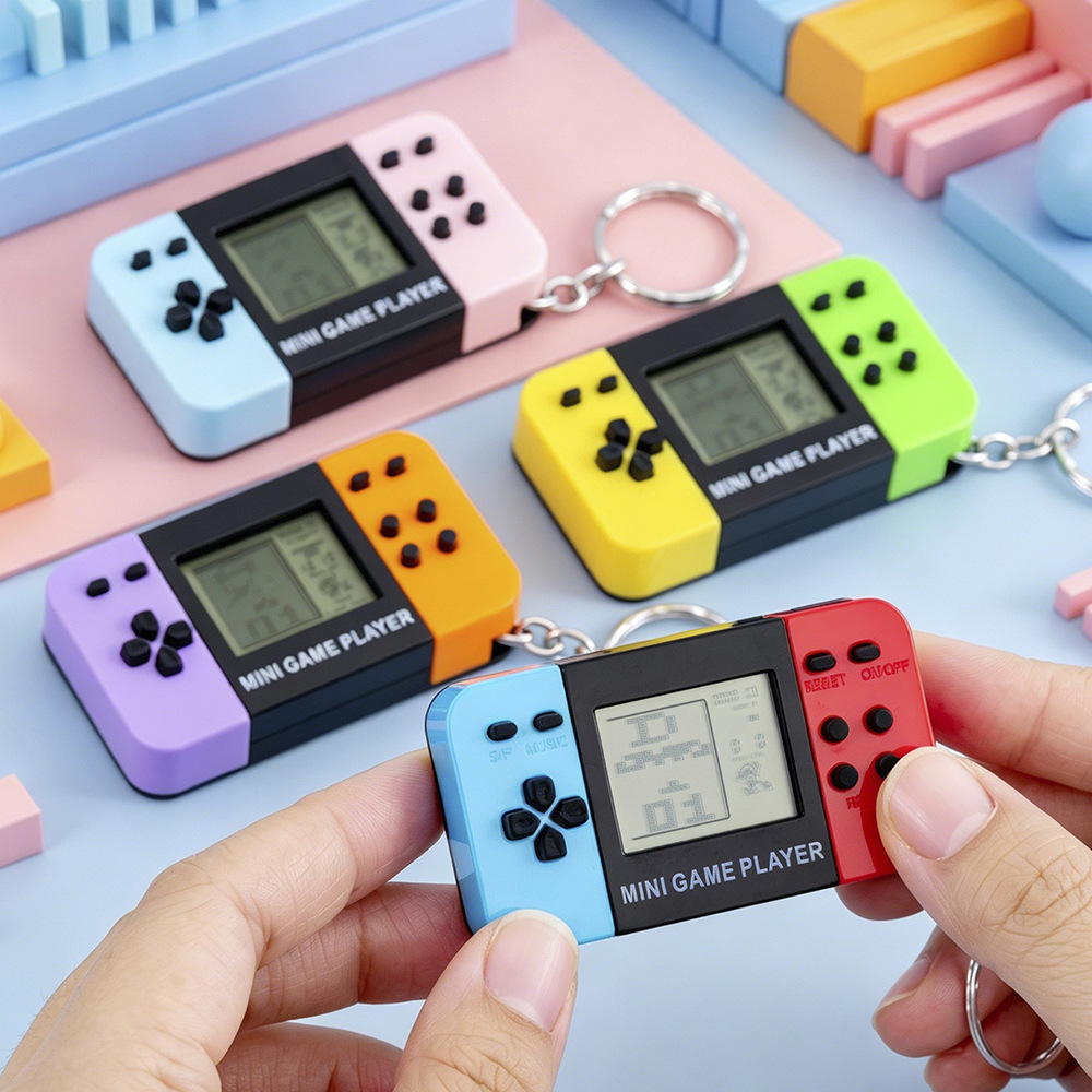 Cross-Border Handheld Electronic Tetris Game Console Mini Two-Color Handheld Game Console Keychain Pendant Toy