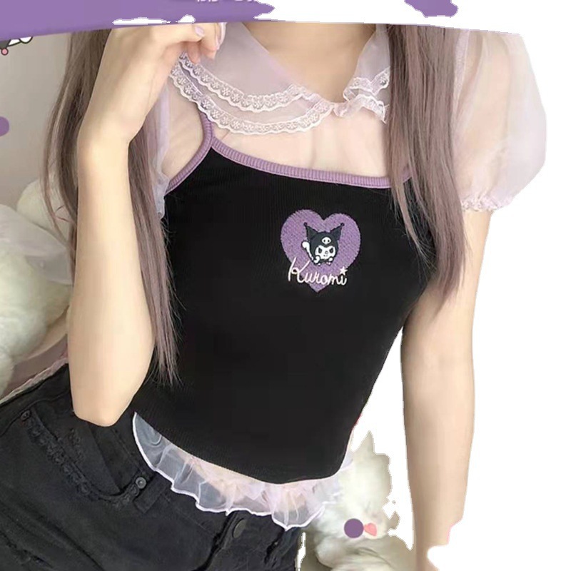Verano nuevo estilo bordado camisola linda chica dulce suave chica estudiante interior corto tubo superior