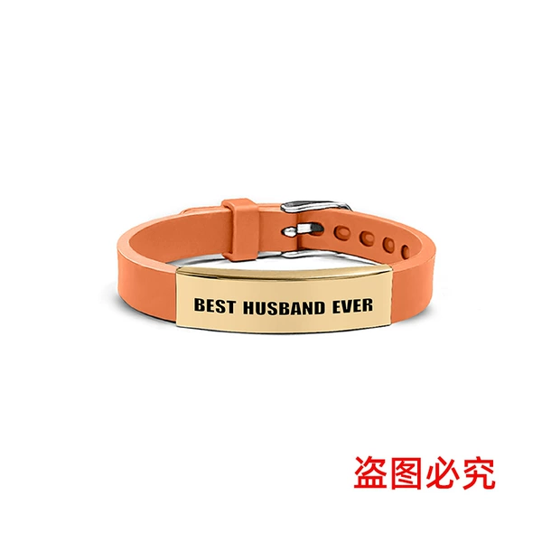 Orange silicone golden bracelet
