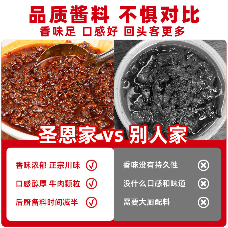 Sheng'en スパイシービーフソース 業務用ケータリング卸売パック 麺類、ビビンバ、饅頭、鍋のディップソース、串刺身専用ソース|undefined
