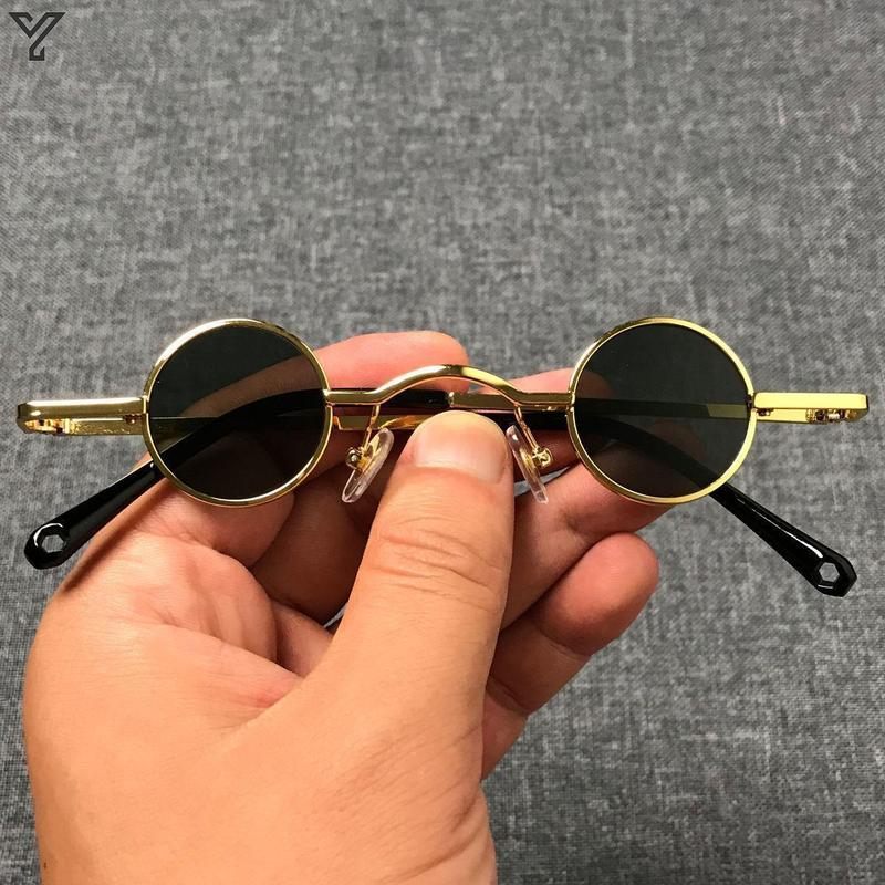 Ultra Small Frame Round Retro Sunglasses for Men and Women Mini Small Round Frame Table Mirror Traitor Glasses Hip-Hop Sunglasses