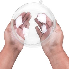 跨境新款高透明开合球2-25cm节庆装饰用品 圆球PS喜糖盒球圣诞球