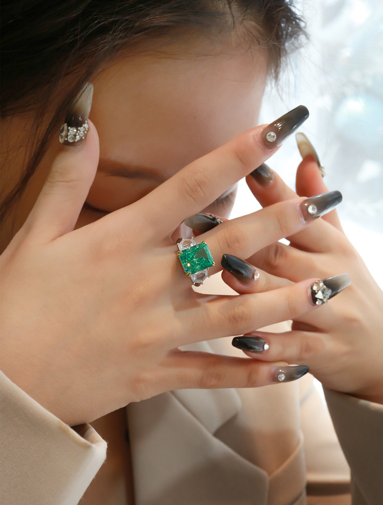 Fashion Geometric Sterling Silver Inlay Zircon Rings 1 Piece