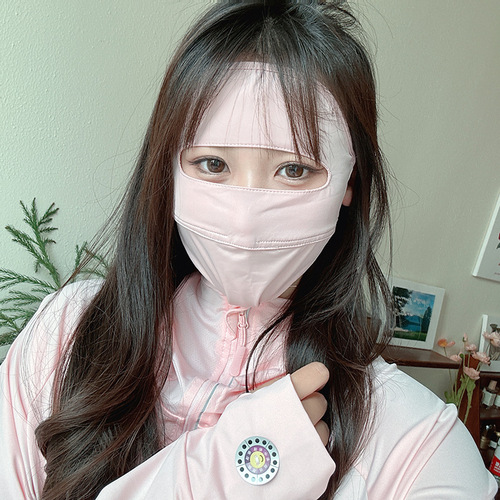 High-quality UV-protective face mask full-face sun shield for women, face base neoprene driving ice silk breathable summer face cover.