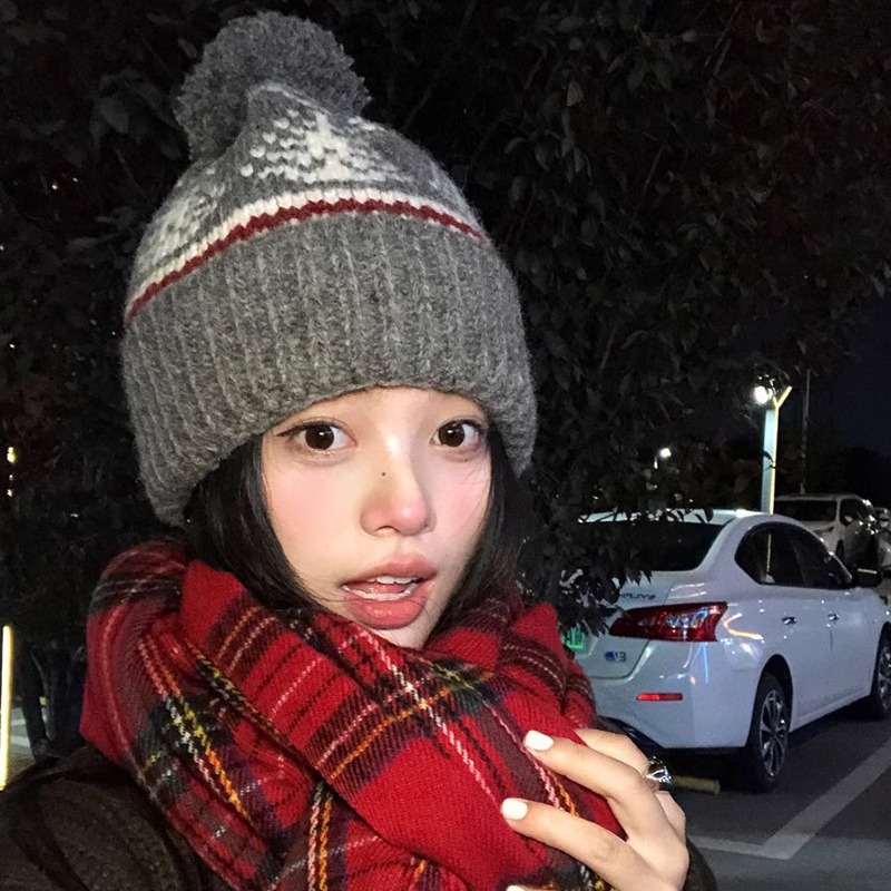 (2개) 2024 레트로 페어 아일 스타일 모직 모자 여성 겨울 두꺼운 따뜻한 니트 모자 일본 귀여운 귀 보호 콜드 모자