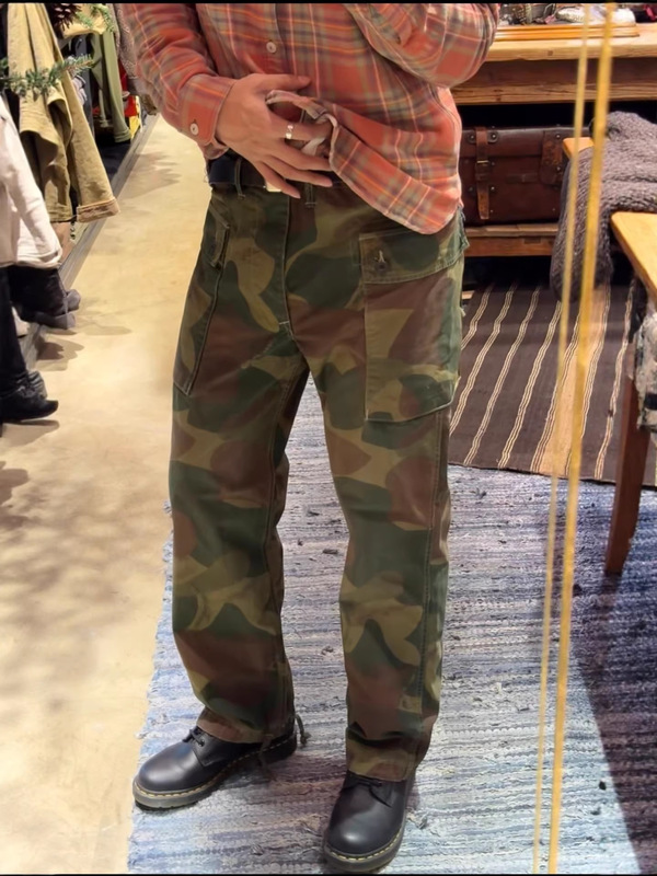 Foreign trade cross-border American-style RRL vintage military-style camouflage cargo pants with large back pockets, casual denim trousers for men