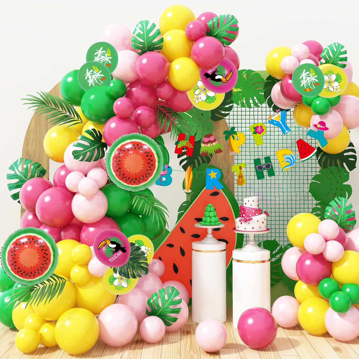 Decoración de fiesta de globos hawaianos, escena de decoración transfronteriza, fiesta de salida, globo redondo de látex de 10 pulgadas, verde