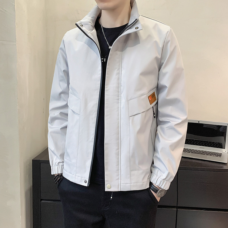 Tops Men's Spring and Autumn 2025 New Tops Men's Velvet Thickened Youth Trendy Casual Stand Collar Top Men's Clothing