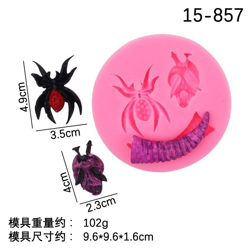 Halloween araña bat cuerno fantasma cráneo silicona molde fondant cake hornear decoración de chocolate