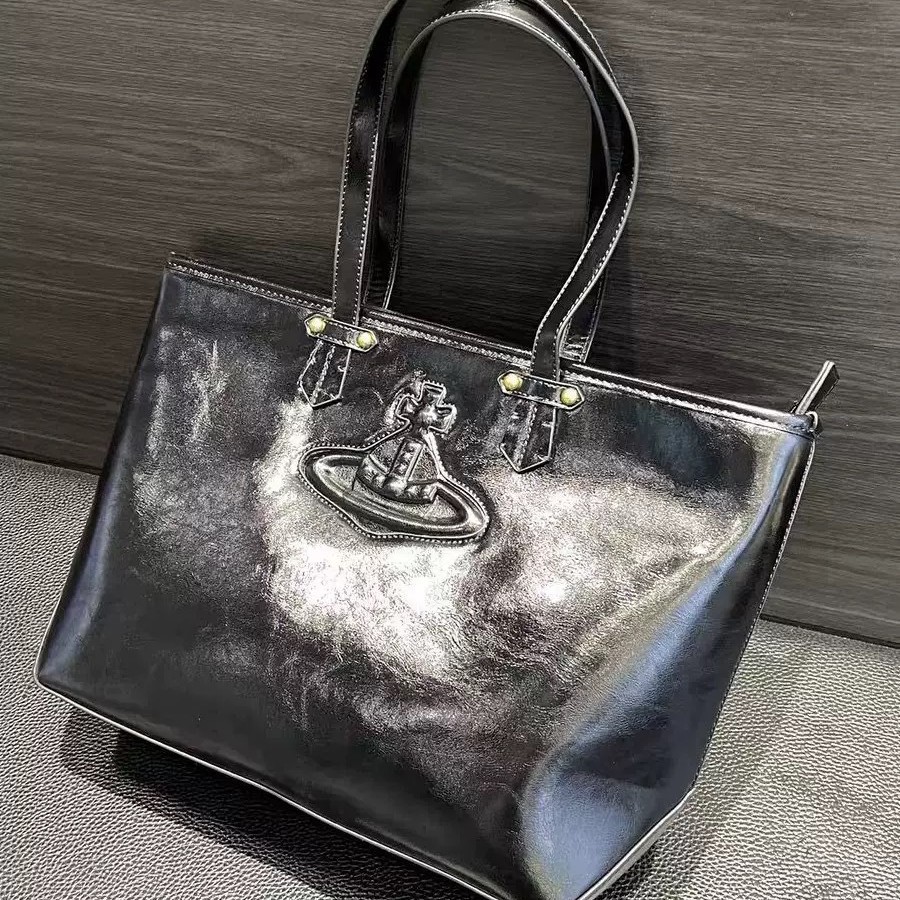 [Matching Version] Empress Saturn Embossed Oil Wax Leather Tote Bag Retro Large Capacity Single Shoulder Travel Bag Shopping Bag
