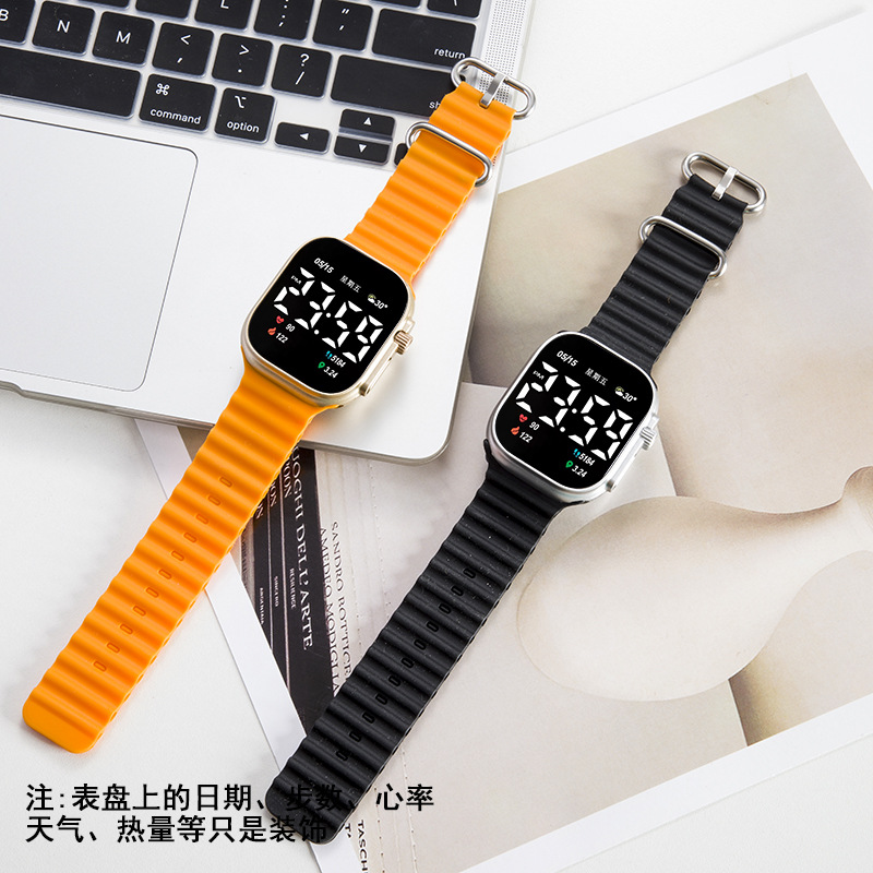 P021 impermeable LED reloj electrónico simple moda reloj deportivo de silicona de alto aspecto no inteligente TikTok