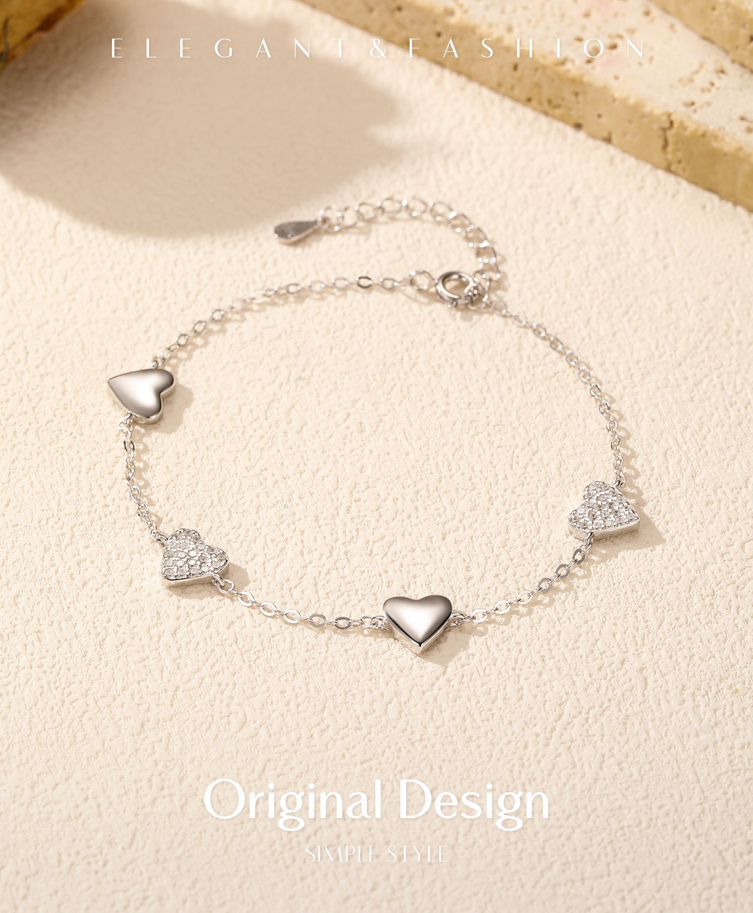 3g Weight 0.03µm Gold Plating Thickness Electroplating Gold Plating Process Rhodium Plated Plating Material 1 Piece 925 Sterling Silver Heart Shape 925 Sterling Silver Cable Chain Bracelets