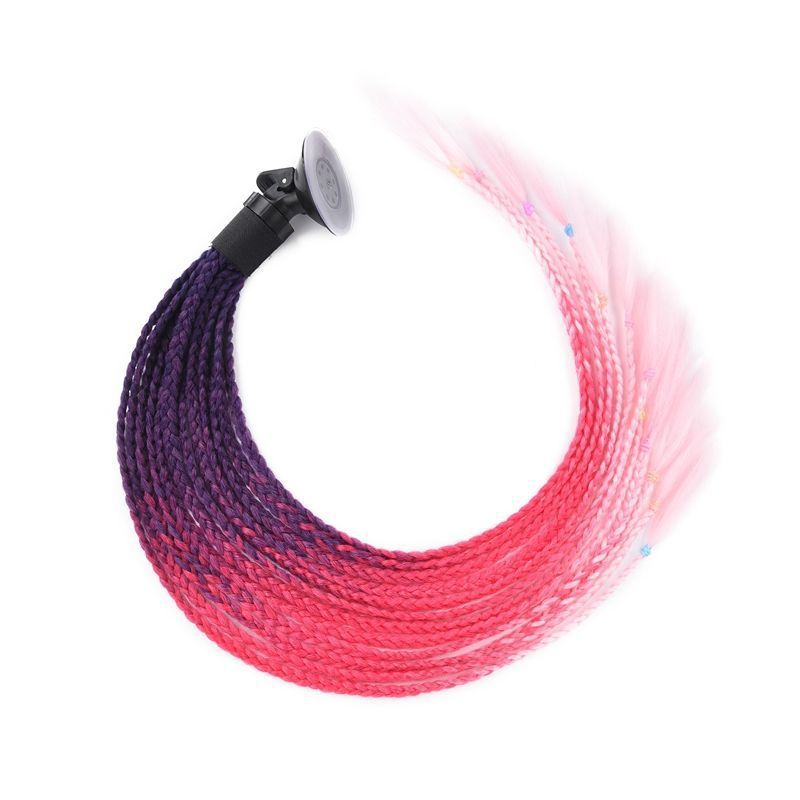 Casco de Motocicleta con Decoración de Peluca Colorida, Trenzas, Doble Cola de Caballo, Estilo Motero, con Ventosa, 60 cm