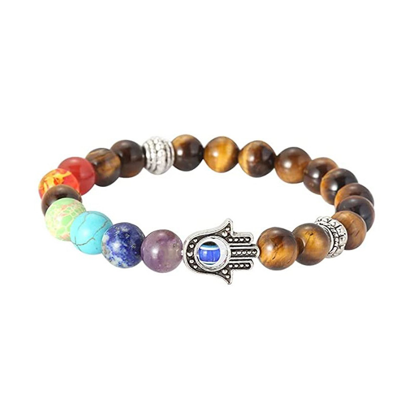 Ethnic Style Devilu0027S Eye Palm natural stone Unisex Bracelets