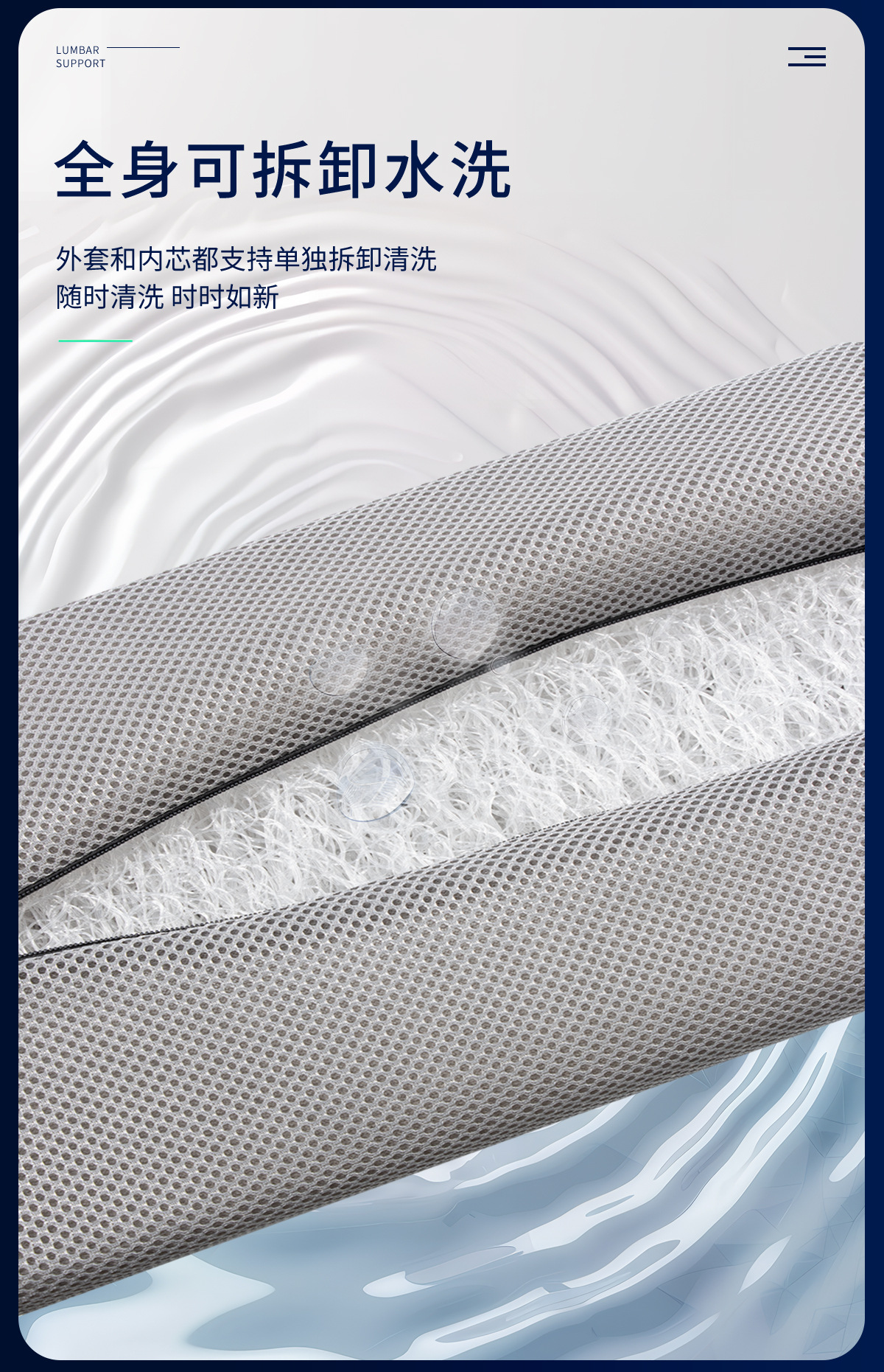 New Car Lumbar Support 4D Air Fiber Cushion, Breathable Waist Support for Car Seat Backrest