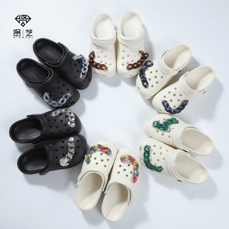 Fit cross hole shoes diy vintage series marble pattern decorative chain detachable shoe flower chain spot