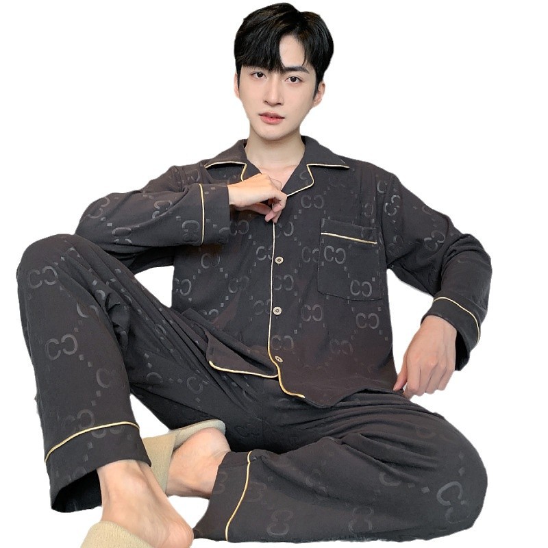 DERONG 남성 잠옷 가을, 겨울 단순 캐주얼 옷깃 가디건 남성 청소년 플러스 사이즈 따뜻한 가정 의류