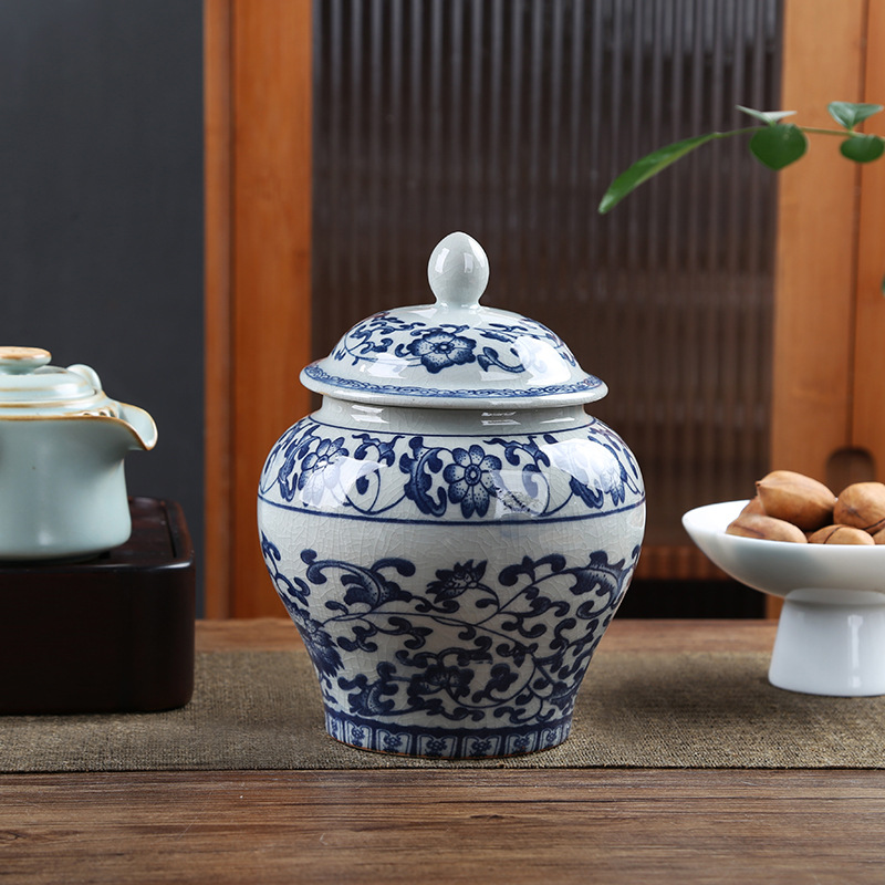 La lata de té de barro de cerámica vieja, hoja abierta, latas de sello de porcelana, latas generales domésticas, latas de almacenamiento de té de cerámica a prueba de humedad al por mayor