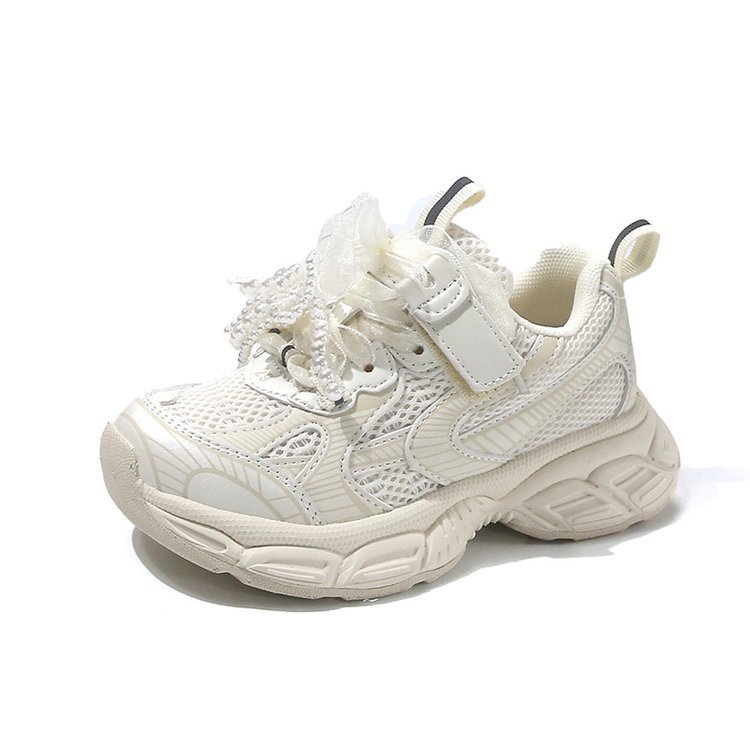 Girls Shoes sneaker Spring and Autumn 2025 New Children's Bow Torre Shoes Girls Breathable Mesh Shoes Spring