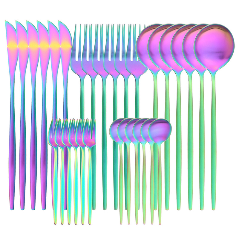 Portuguese stainless steel tableware 30 piece set matte tableware knife and fork snack cake fork three-tooth fruit fork