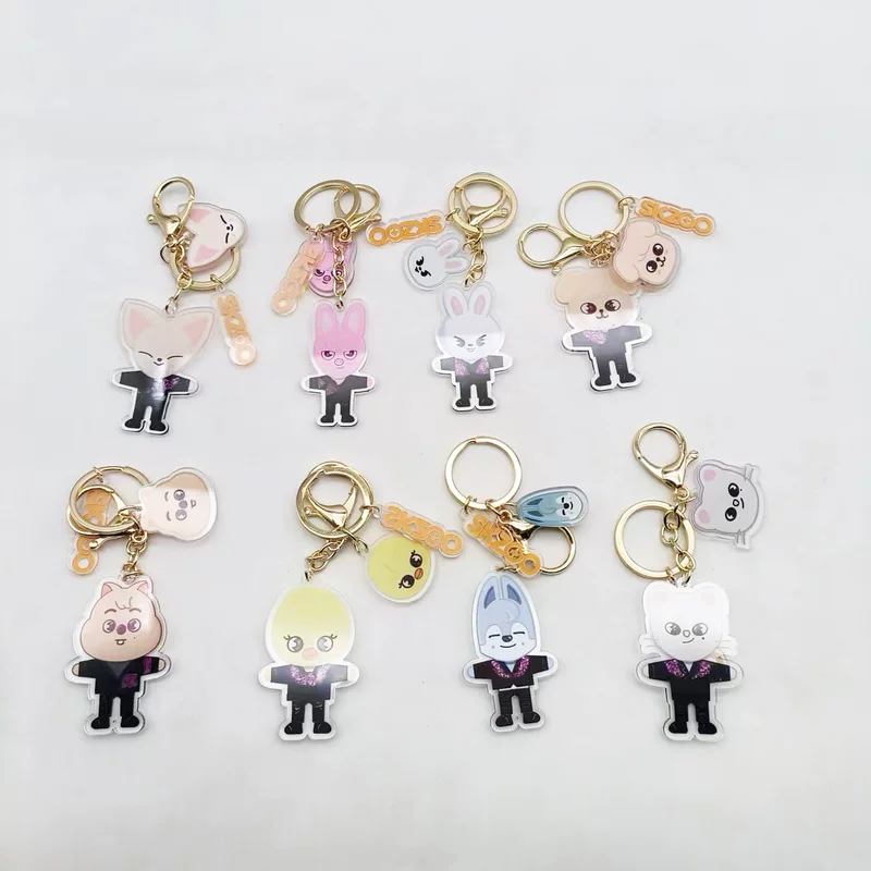 Ключодержатель Stray Kids в виде мультфильма SKZOO из акрила с двух сторон, подвеска на ключи