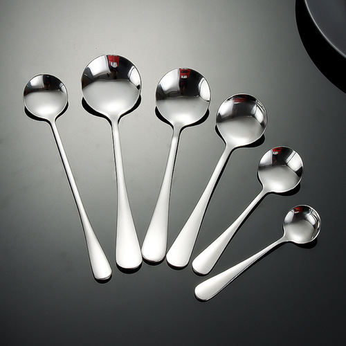 Stainless steel spoon 1010 pointed spoon round spoon Western food spoon tableware household eating spoon stirring coffee spoon wholesale