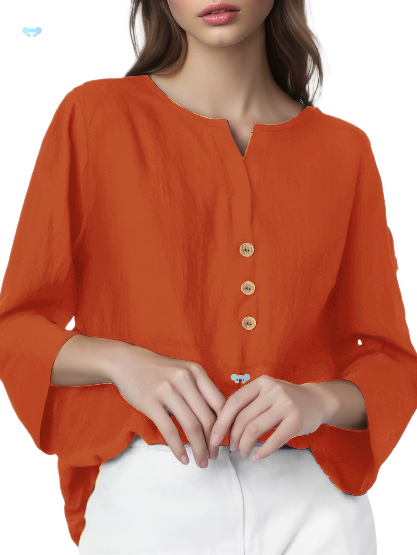 Женская рубашка с V-образным вырезом и пуговицами спереди, свободная, дропшиппинг