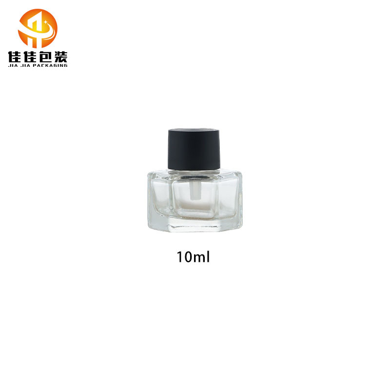 10ml 가벼운 병 + 무광 검정색 캡, 투명, 유리