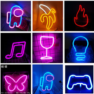 LED neon butterfly wine glass note neon banana decorative light source factory cross-border new