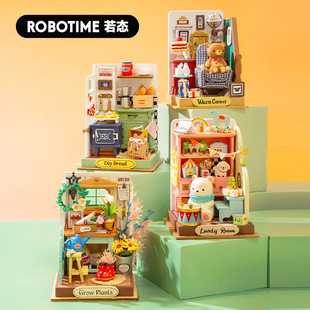 Ruolai diy cottage square-inch mini house desktop decoration creative wooden assembly decompression girl gift