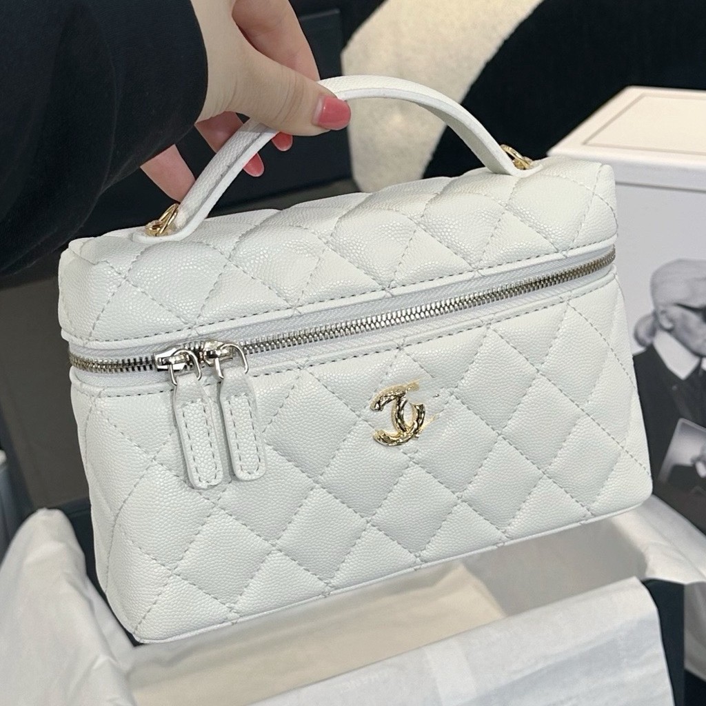 Chanel Caviar Cowhide Full Steel Wheat Ear Logo 25p Box Quilted Chain Bag Shoulder Crossbody Handbag
