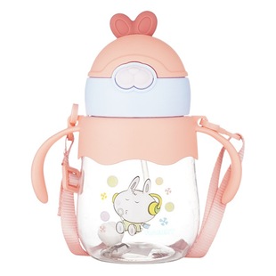New children's straw cup handle strap dual-use water Cup infant baby drinking cup kindergarten drinking bottle